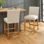 Monty Natural Oatmeal Fabric Counter Bar Stool with Oak Legs