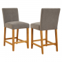 Monty Grey Fabric Counter Bar Stool with Oak Legs