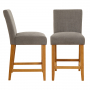 Monty Grey Fabric Counter Bar Stool with Oak Legs