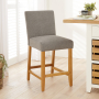 Monty Grey Fabric Counter Bar Stool with Oak Legs