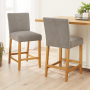 Monty Grey Fabric Counter Bar Stool with Oak Legs