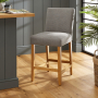 Monty Grey Fabric Counter Bar Stool with Oak Legs