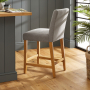 Monty Grey Fabric Counter Bar Stool with Oak Legs