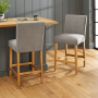 Monty Grey Fabric Counter Bar Stool with Oak Legs