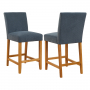 Monty Blue Fabric Counter Bar Stool with Oak Legs