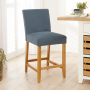 Monty Blue Fabric Counter Bar Stool with Oak Legs