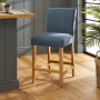 Monty Blue Fabric Counter Bar Stool with Oak Legs