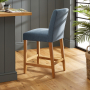 Monty Blue Fabric Counter Bar Stool with Oak Legs