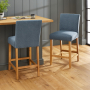 Monty Blue Fabric Counter Bar Stool with Oak Legs