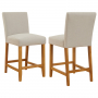 Monty Natural Linen Counter Bar Stool with Oak Legs