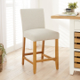 Monty Natural Linen Counter Bar Stool with Oak Legs