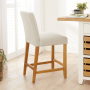 Monty Natural Linen Counter Bar Stool with Oak Legs