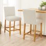 Monty Natural Linen Counter Bar Stool with Oak Legs