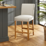 Monty Natural Linen Counter Bar Stool with Oak Legs