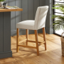 Monty Natural Linen Counter Bar Stool with Oak Legs