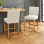 Monty Natural Linen Counter Bar Stool with Oak Legs