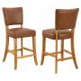 Manor Oak Vintage Tan Brown Leather Counter Bar Stool