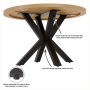 Industrial Parquet Natural Oak 120cm Round Dining Table with Black Starburst Legs – 4 to 6 Seater