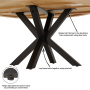 Industrial Natural Oak 150cm Round Dining Table with Black Starburst Legs – 6 to 8 Seater