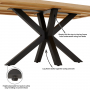 Industrial Natural Oak 180cm Dining Table with Black Starburst Legs – 6 to 8 Seater