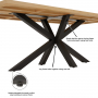 Industrial Natural Oak 220cm Dining Table with Black Starburst Legs – 8 to 10 Seater