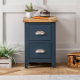 Westbury Blue Painted Slim 2 Drawer Bedside Table