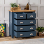 Westbury Blue Painted 2 over 3 Drawer Chest of Drawers