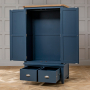 Westbury Blue Painted Double 2 Door Wardrobe with 2 Drawers