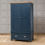 Westbury Blue Painted Double 2 Door Wardrobe with 2 Drawers