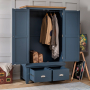 Westbury Blue Painted Double 2 Door Wardrobe with 2 Drawers