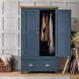 Westbury Blue Painted Double 2 Door Wardrobe with 2 Drawers