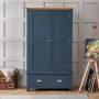 Westbury Blue Painted Double 2 Door Wardrobe with 2 Drawers