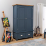 Westbury Blue Painted Double 2 Door Wardrobe with 2 Drawers