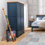 Westbury Blue Painted Double 2 Door Wardrobe with 2 Drawers