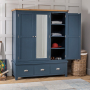 Westbury Blue Painted Triple 3 Door Mirrored Wardrobe with 3 Drawers