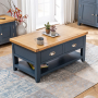 Westbury Blue Painted 2 Drawer Coffee Table with Shelf