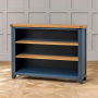 Westbury Blue Painted Wide Low Adjustable 2 Shelf Bookcase