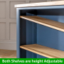 Westbury Blue Painted Wide Low Adjustable 2 Shelf Bookcase