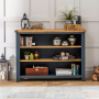 Westbury Blue Painted Wide Low Adjustable 2 Shelf Bookcase