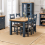 Westbury Blue Painted Extending Dining Table with Oak Top - 6 Seater