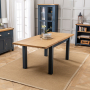 Westbury Blue Painted Extending Dining Table with Oak Top - 6 Seater