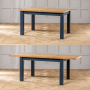 Westbury Blue Painted Extending Dining Table with Oak Top - 6 Seater