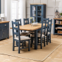 Westbury Blue Painted Extending Dining Table - 6 Dining Chairs Set