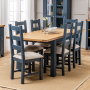 Westbury Blue Painted Extending Dining Table - 6 Dining Chairs Set