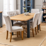 Westbury Blue Painted Extending Dining Table + 6 Natural Bunbury Chairs