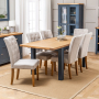 Westbury Blue Painted Extending Dining Table + 6 Natural Bunbury Chairs