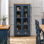 Westbury Blue Painted Glazed 2 Door 2 Drawer Tall Display Cabinet Unit