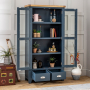 Westbury Blue Painted Glazed 2 Door 2 Drawer Tall Display Cabinet Unit