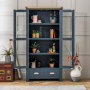 Westbury Blue Painted Glazed 2 Door 2 Drawer Tall Display Cabinet Unit