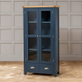 Westbury Blue Painted Glazed 2 Door 2 Drawer Tall Display Cabinet Unit